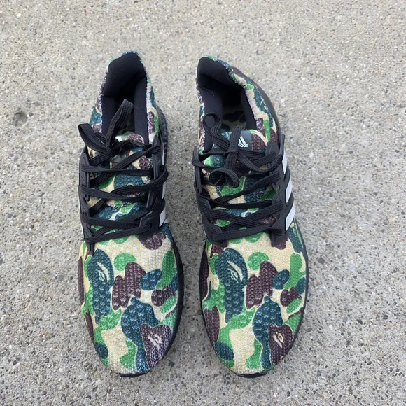 Adidas X Bape Green Camo Ultraboost Sneaker Men Size 9 - Picture 7 of 14